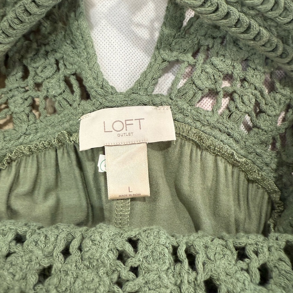 LOFT Sage Green Crochet Blouse